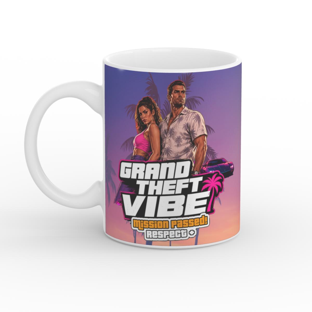 White Glossy Mug - Grand Theft Vibe - Jason & Lucia