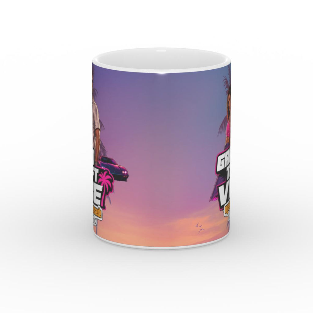 White Glossy Mug - Grand Theft Vibe - Jason & Lucia