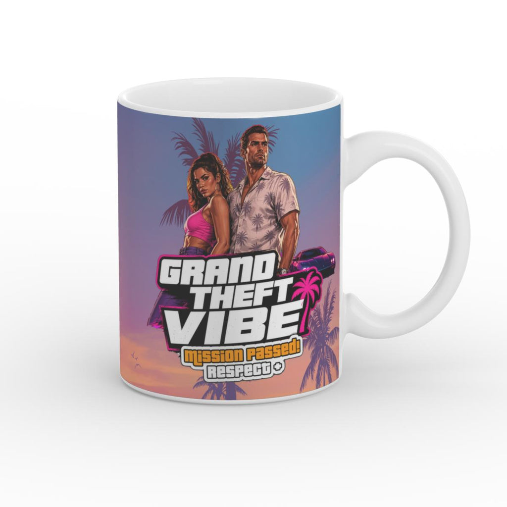 White Glossy Mug - Grand Theft Vibe - Jason & Lucia