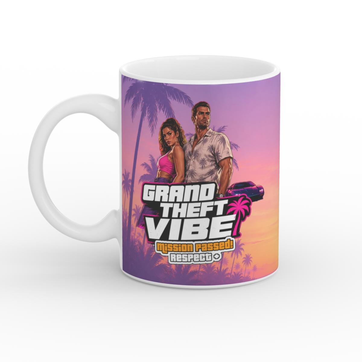 White Glossy Mug - Grand Theft Vibe - Jason & Lucia