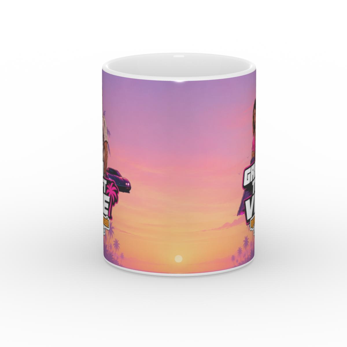 White Glossy Mug - Grand Theft Vibe - Jason & Lucia