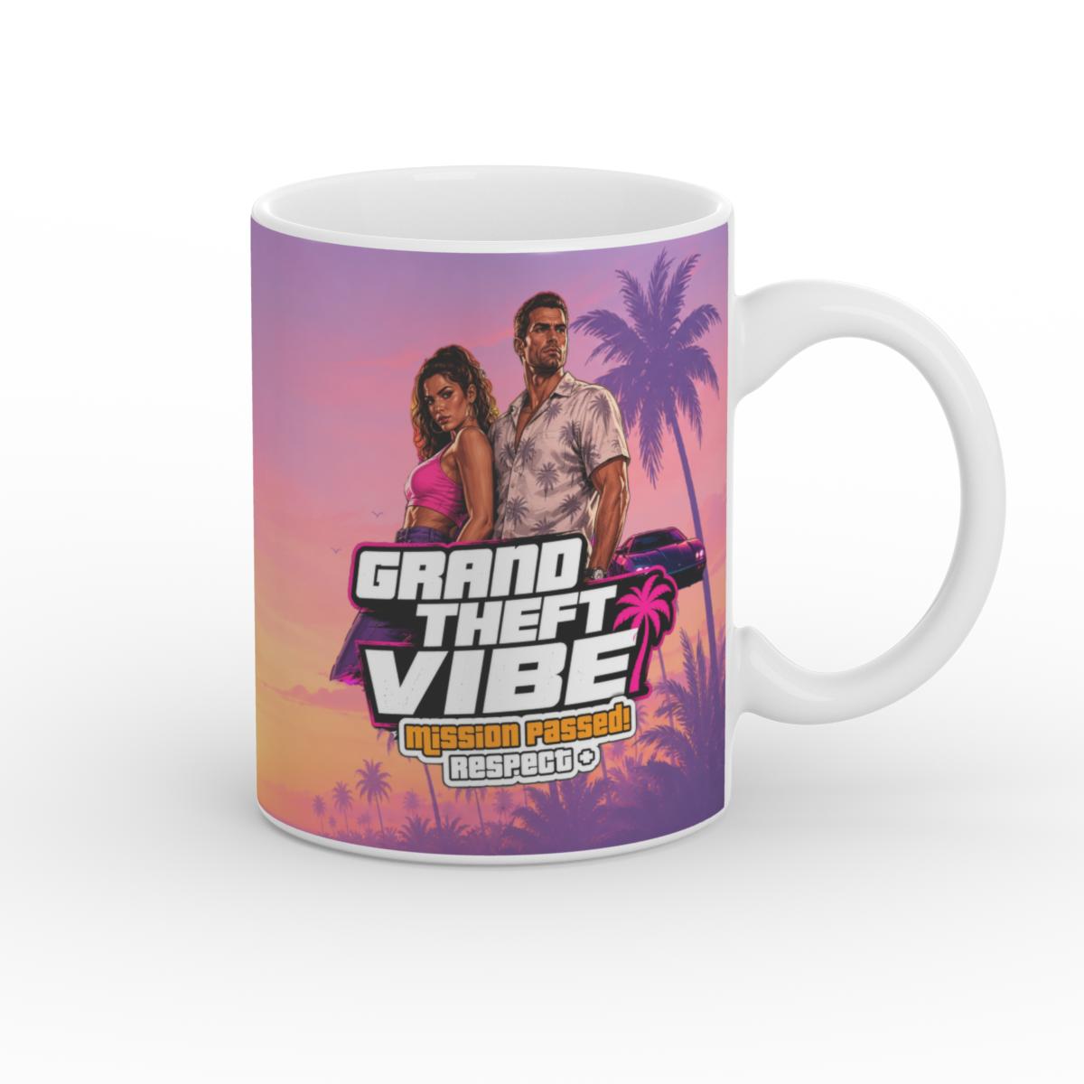 White Glossy Mug - Grand Theft Vibe - Jason & Lucia